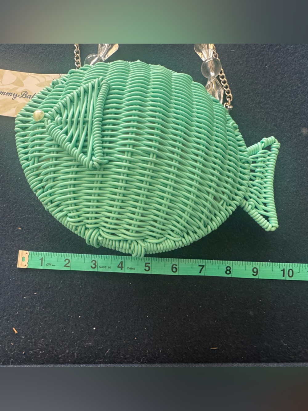 Tommy Bahama teal Woven Fish-Shaped bag:crossbody,handle or clutch!🐠versatile! - Picture 2 of 12